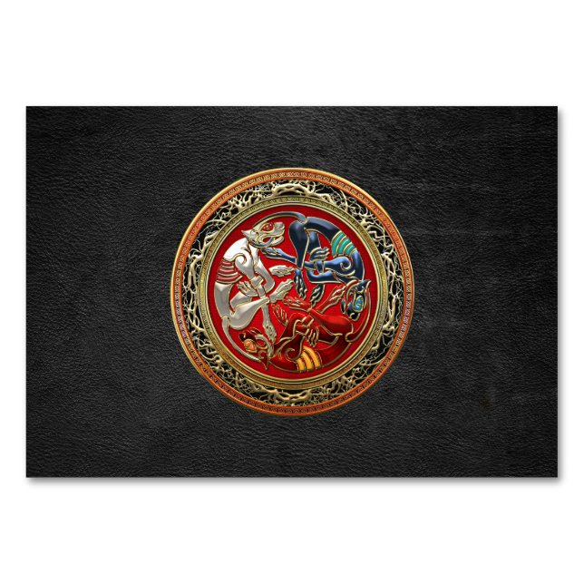 Tarjeta De Mesa [100] Tesoros celtas - Tres perros con oro (Anverso)