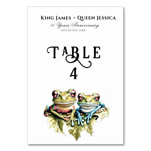 Tarjeta De Mesa 10 años Boda Aniversario Jardín Fiesta Casual (Anverso)