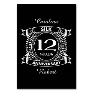 Tarjeta De Mesa 12º aniversario boda seda