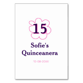 Tarjeta De Mesa 15.ª quinceañera feliz cumpleaños púrpura rosa