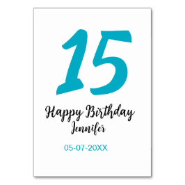 Tarjeta De Mesa 15 años quiencenera añadir fecha año azul templ