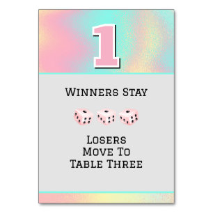 Tarjeta de mesa #1 de Bunco Rosa