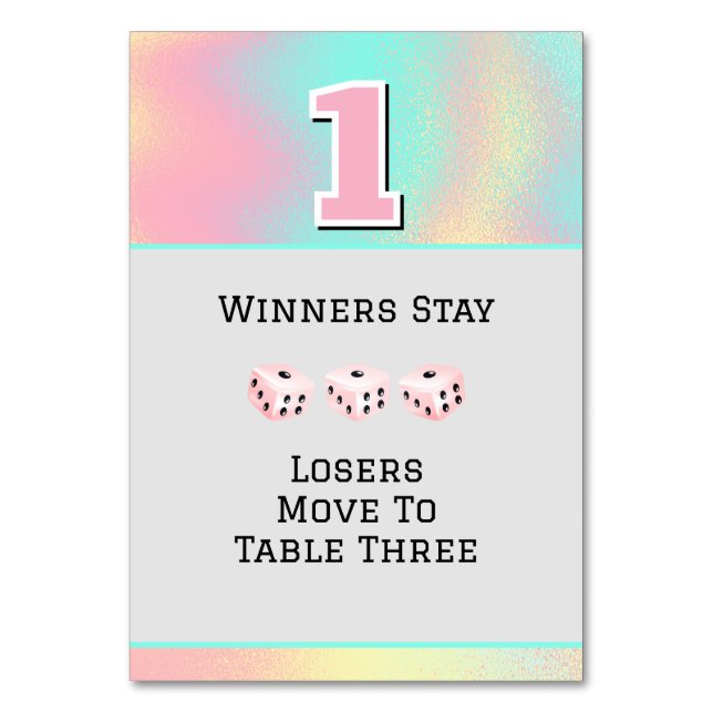 Tarjeta de mesa #1 de Bunco Rosa (Anverso)