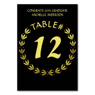 Tarjeta De Mesa 2023 Laurel de Graduación Wreath Gold Black Person
