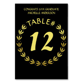 Tarjeta De Mesa 2023 Laurel de Graduación Wreath Gold Black Person