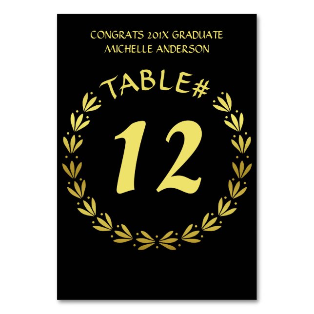 Tarjeta De Mesa 2023 Laurel de Graduación Wreath Gold Black Person (Anverso)
