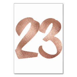 Tarjeta De Mesa 23 Número de tabla Oro rosa rosado blanco metálico