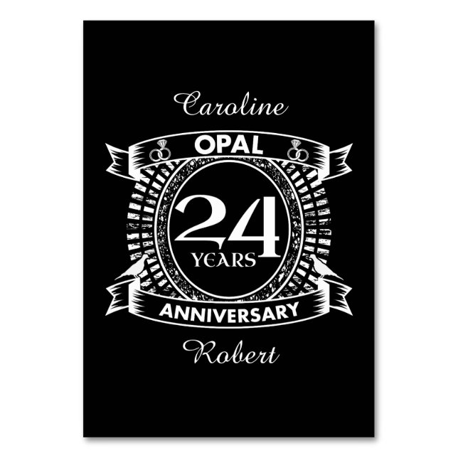 Tarjeta De Mesa 24º aniversario de boda opal (Anverso)