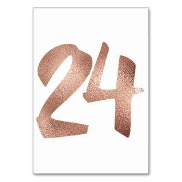 Tarjeta De Mesa 24 Número de tabla Oro rosa rosado blanco metálico