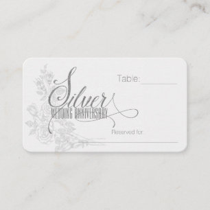 Tarjeta De Mesa 25º Aniversario de Bodas de Plata con Rosas Blanca