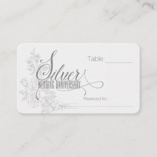 Tarjeta De Mesa 25º Aniversario de Bodas de Plata con Rosas Blanca