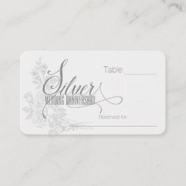 Tarjeta De Mesa 25° Aniversario de Plata con rosas blancas