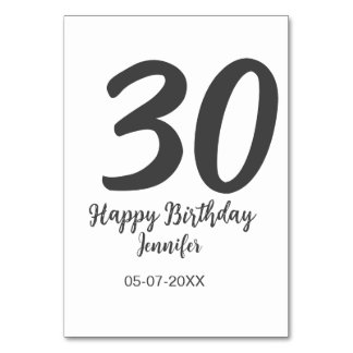 Tarjeta De Mesa 30.ª fecha de adición de cumpleaños año plantilla
