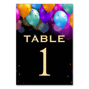 Tarjeta De Mesa 30.º Fiesta de cumpleaños Globos de oro y negro