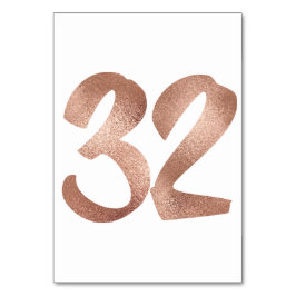 Tarjeta De Mesa 32 Número de tabla Oro rosa rosa metal blanco
