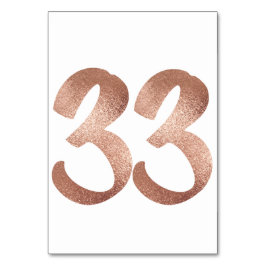 Tarjeta De Mesa 33 Número de tabla Oro rosa rosa blanco metálico