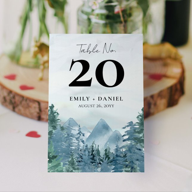 Tarjeta De Mesa 3.5x5.0 Presupuesto Boda de las Montañas Rústicas  (Rustic Mountain Table Numbers for your Wedding or Event (3.5x5.0) Budget Friendly Option)
