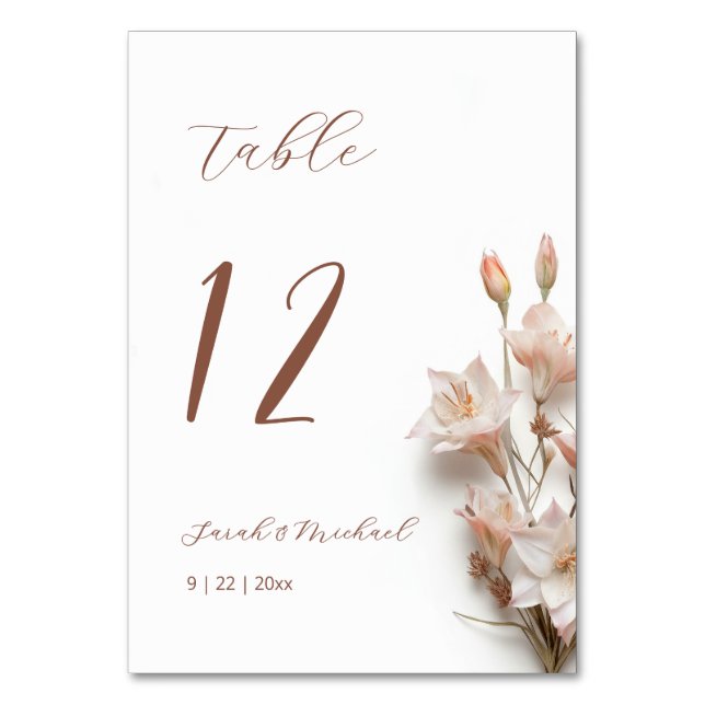 Tarjeta De Mesa 3D Boho FlowersWedding (Reverso)