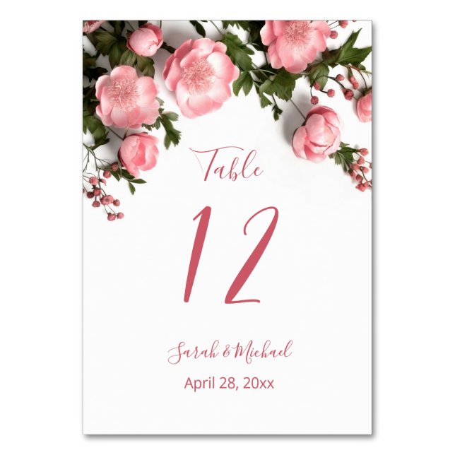 Tarjeta De Mesa 3D Wild Roses White Wedding   (Anverso)