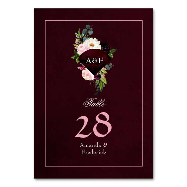 Tarjeta De Mesa 40º Aniversario de Boda de Rubí (Anverso)