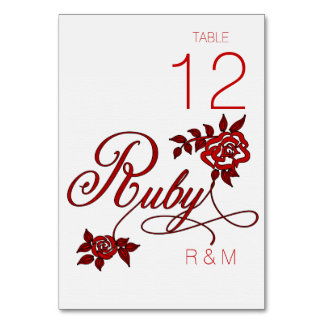 Tarjeta De Mesa 40º Aniversario de Rubí con Iniciales