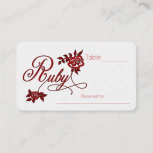 Tarjeta De Mesa 40º Aniversario de Rubí con Rosas Blancas