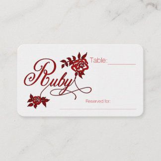 Tarjeta De Mesa 40º Aniversario de Rubí con Rosas Blancas