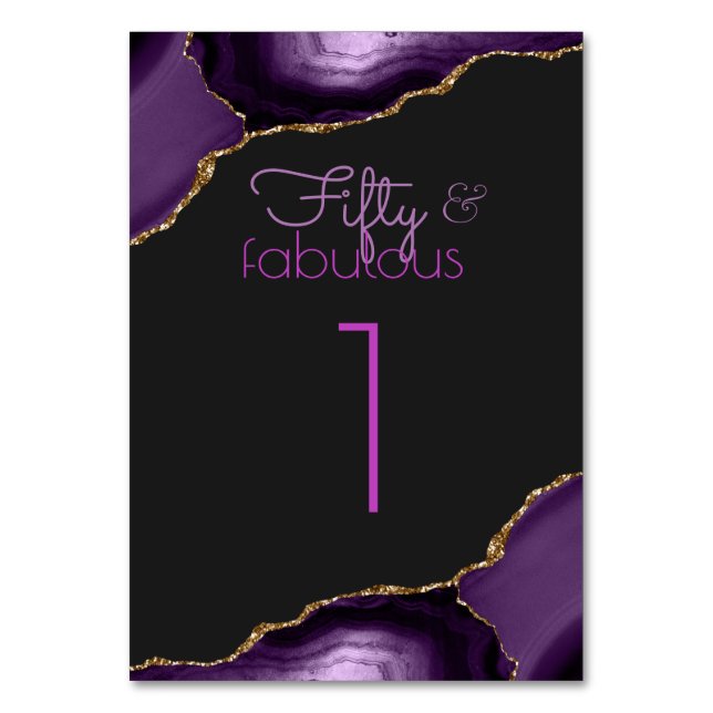 Tarjeta De Mesa 50 y Fabulous 50th Birthday Party Table Number (Anverso)