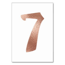Tarjeta De Mesa 7 Número de tabla Oro rosa rosa blanco metálico