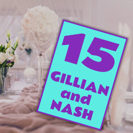 Tarjeta De Mesa 90 púrpura sobre Boda Verde azulado