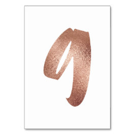 Tarjeta De Mesa 9 Número de tabla Oro rosa rosa blanco metálico