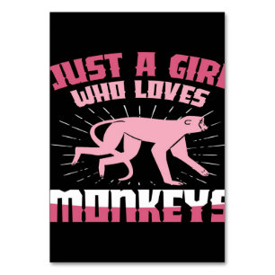 Tarjeta De Mesa A girl who loves monkeys