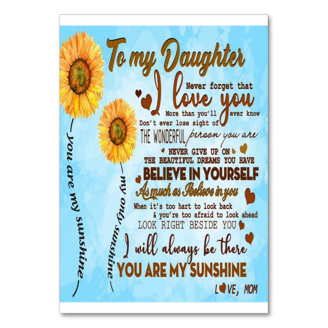 Tarjeta De Mesa A mi hija | Carta especial a mi hija (Anverso)