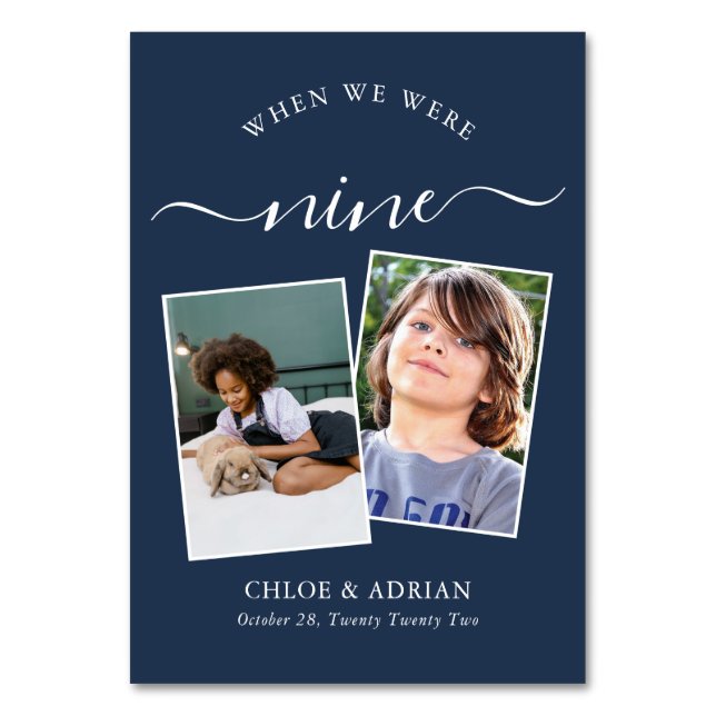 Tarjeta De Mesa A través de los años Boda de fotografía de pareja  (Anverso)