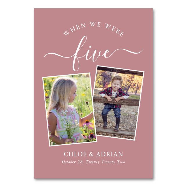 Tarjeta De Mesa A través de los años Boda de fotografía de pareja  (Anverso)