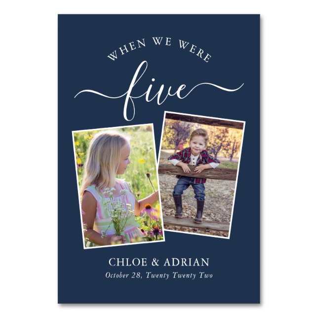 Tarjeta De Mesa A través de los años Boda de fotografía de pareja  (Anverso)