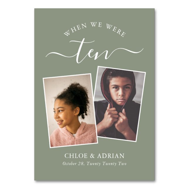 Tarjeta De Mesa A través de los años Boda de fotografía de pareja  (Anverso)