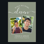 Tarjeta De Mesa A través de los años Boda de fotografía de pareja<br><div class="desc">Recuerde y diviértase con los números de la mesa de recepción de su boda. Estos sencillos y elegantes números de la mesa le dan la opción de incluir una fotografía de la novia y del novio a la misma edad que el número de la mesa, el nombre o apellidos de...</div>