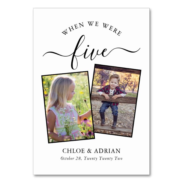 Tarjeta De Mesa A través de los años Boda de fotografía de pareja  (Anverso)