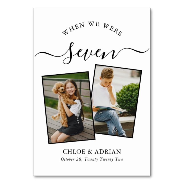 Tarjeta De Mesa A través de los años Boda de fotografía de pareja  (Anverso)