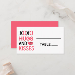 Tarjeta De Mesa Abrazos besos duchas de novia rosadas Boda románti