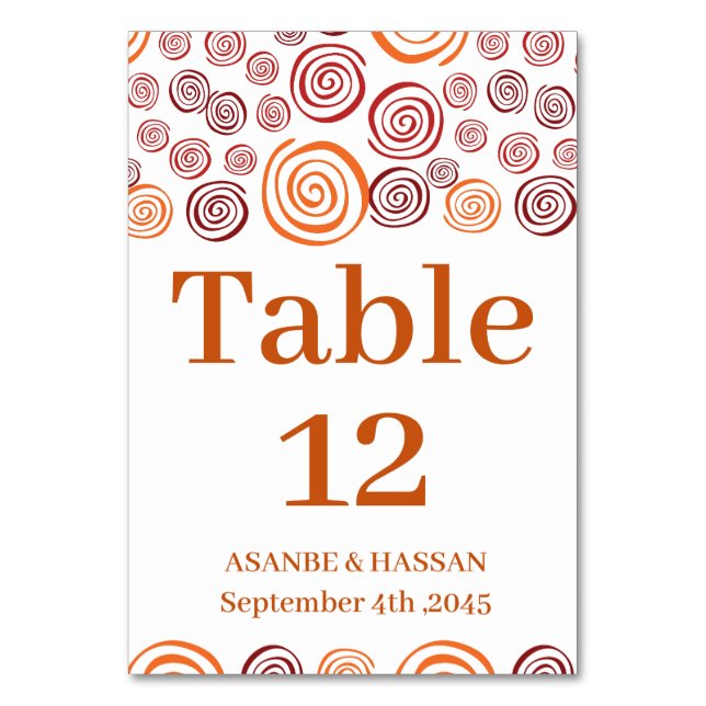 Tarjeta De Mesa Abstract African Shape Wedding Table Number Card  (Anverso)