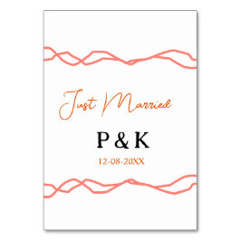 Tarjeta De Mesa Acabo de casar añadir pareja de nombre de fecha ro