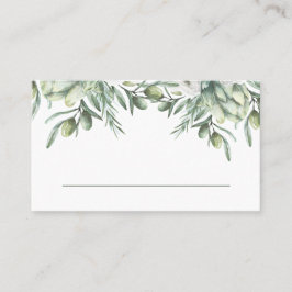 Tarjeta De Mesa Aceitunas acuarelas. Elegante boda italiano floral