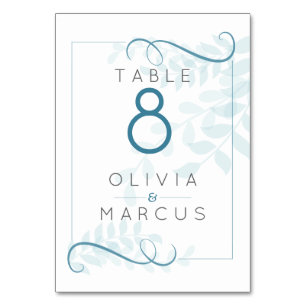 Tarjeta De Mesa Acentos Verde azulados azules modernos Smokey