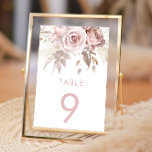 Tarjeta De Mesa Acogida de boda floral de Rosa y Rubor<br><div class="desc">Dusty Rosa y Rubor Floral Wedding Número de mesa del Boda de la recepción Ver Nicho y Nest store para Set.</div>