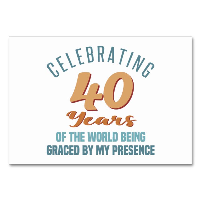 Tarjeta De Mesa Actitud de cumpleaños 40 (Anverso)