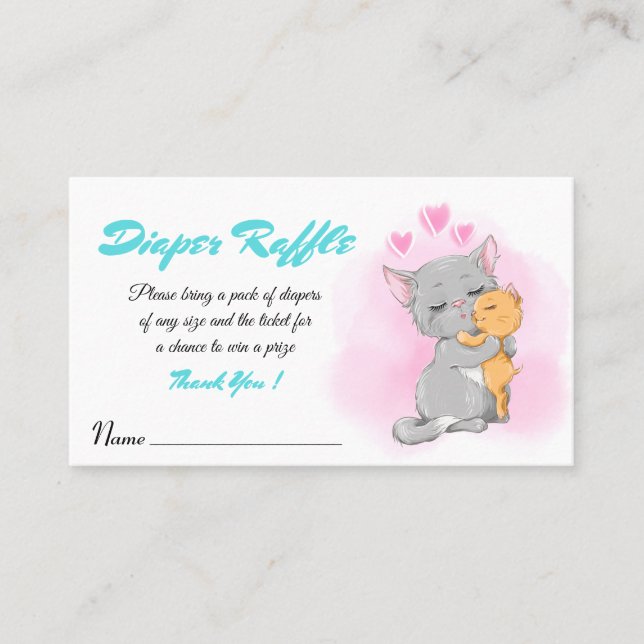 Tarjeta De Mesa Actividad de Baby Shower Billete de Diaper Raffle  (Anverso)