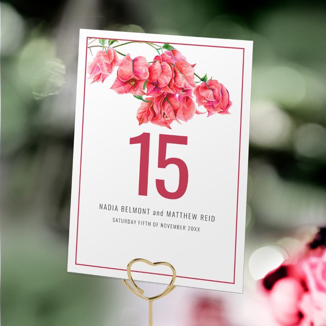 Tarjeta De Mesa Acto buganvillea flor rosado boda evento (Subido por el creador)