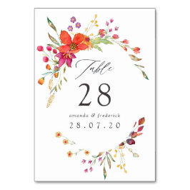 Tarjeta De Mesa Acuarela Aquarelle Boda de flores silvestres